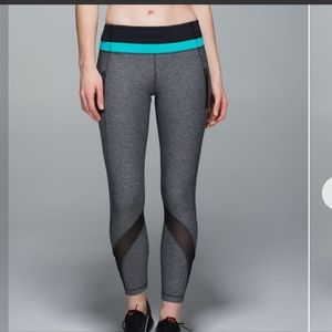 Lululemon Inspire Tight II (Mesh) Heathered Black / Black / Blue Tropics